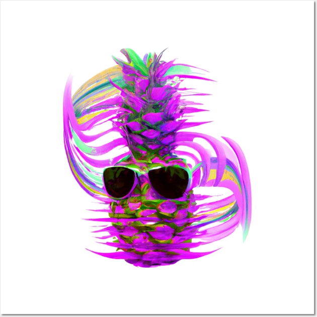 Cyberpunk Art Styled Funky Cool Pineapple Wall Art by vystudio